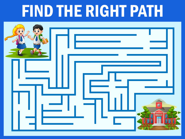 迷宫游戏找到学生去学校的路图片下载
