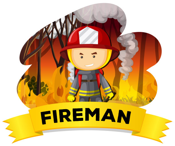 背景中有火的消防员图片下载