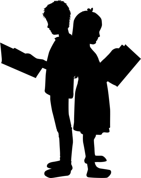 拿着书的人的剪影。图片下载