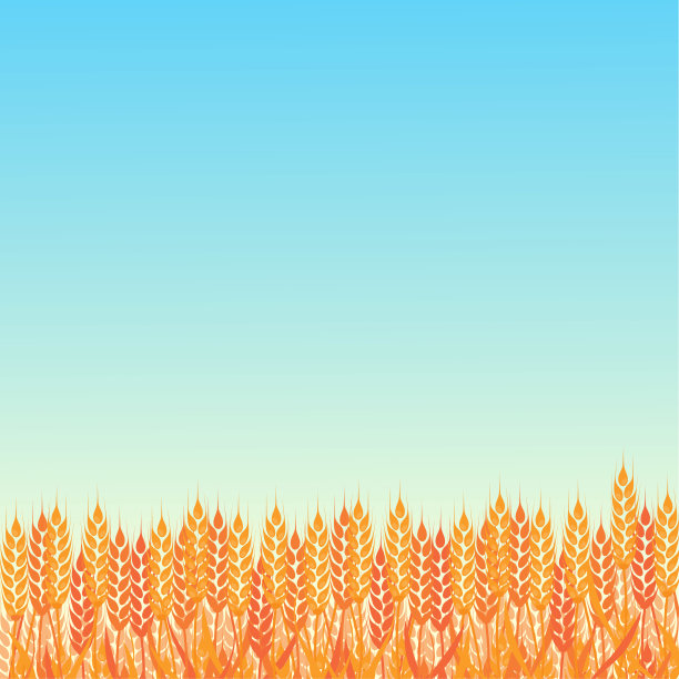 夏季麦田风光扁平风格矢量插画素材图片