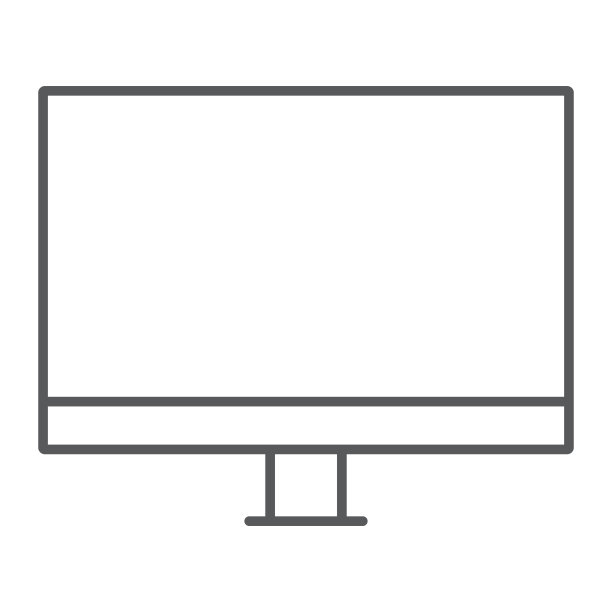 Pc显示器细线图标，电子数字显示器，电视显示器标志，矢量图形，白色背景上的线性图案，eps 10。图片下载