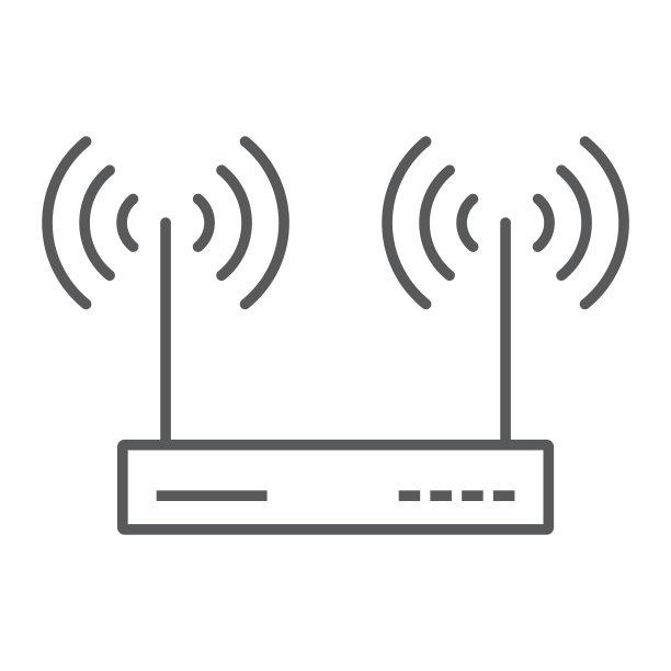 Wifi路由器细线图标，电子和网络，互联网标志，矢量图形，白色背景上的线性图案，eps 10。图片下载