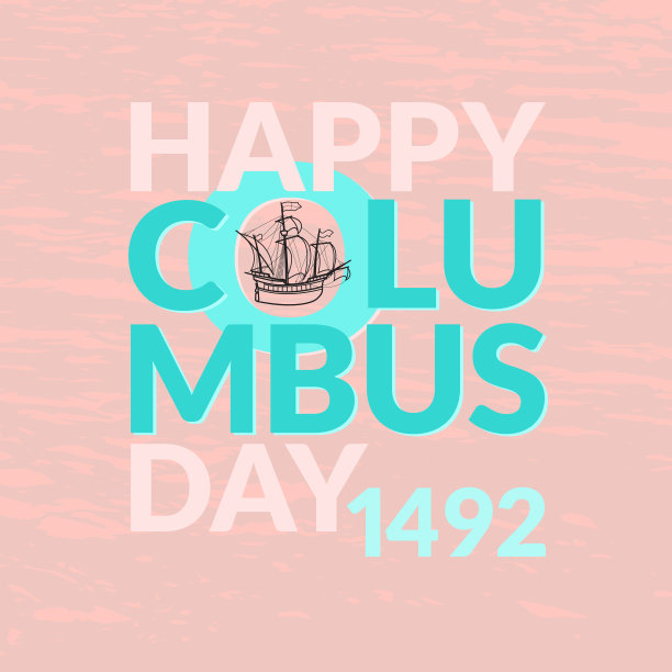哥伦布日贺卡，帆船矢量图图片下载