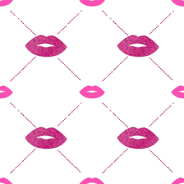唇与闪光效果无缝矢量图案图片下载