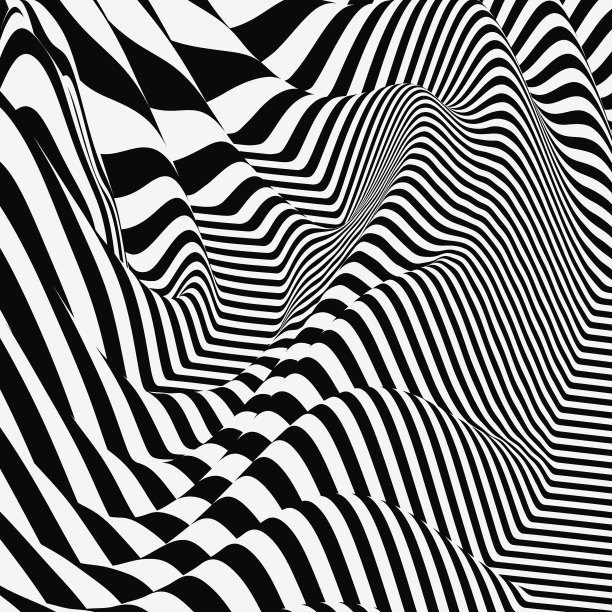 黑色和白色抽象条纹背景。光学艺术。三维矢量插图。图片下载