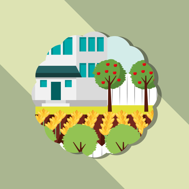 花园房子，花坛，苹果树，园艺形象图片下载