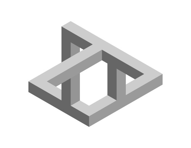 不可能的对象。孤立在白色背景上。3 d矢量插图。图片下载