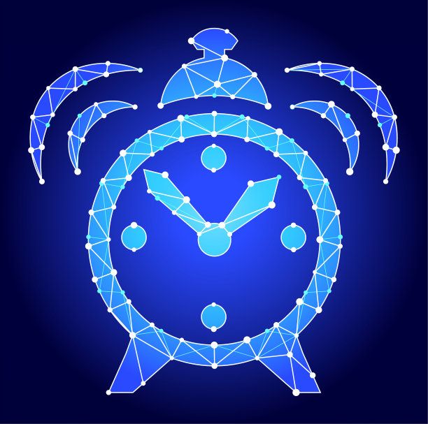 闹钟蓝色三角形节点矢量模式图片下载