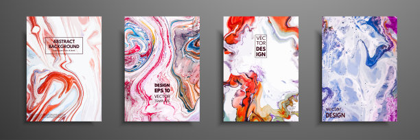 抽象画，可以作为壁纸、海报、卡片、请柬、网站的时尚背景。现代艺术作品。大理石效果的绘画。混合蓝色，紫色和橙色的油漆。图片下载
