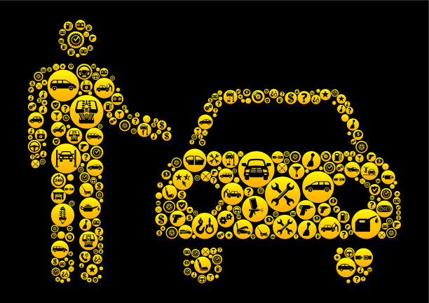 汽车经销商汽车和汽车修理图标背景图片下载