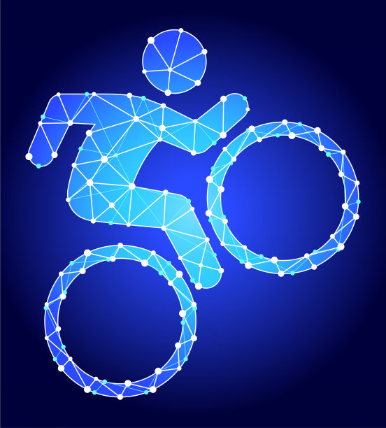 自行车蓝色三角形节点向量模式图片下载