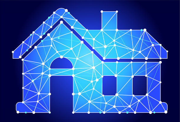 房子蓝色三角形节点向量模式图片下载