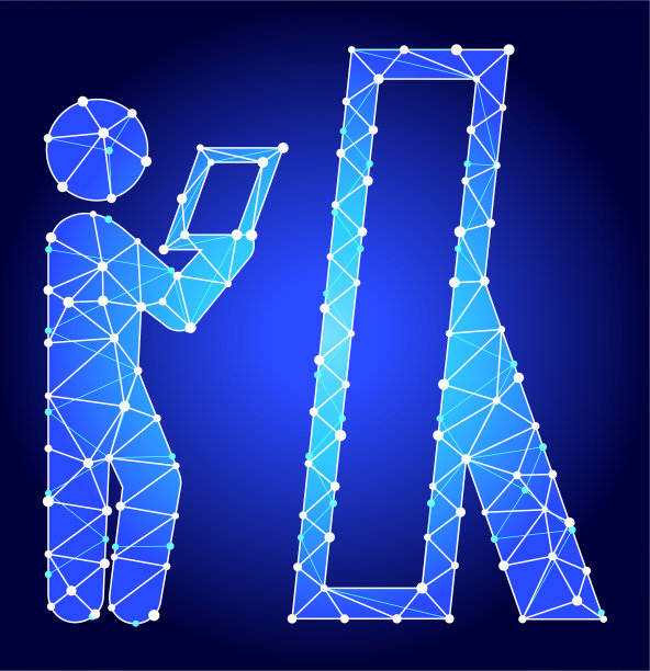 预演蓝色三角形节点向量模式图片下载