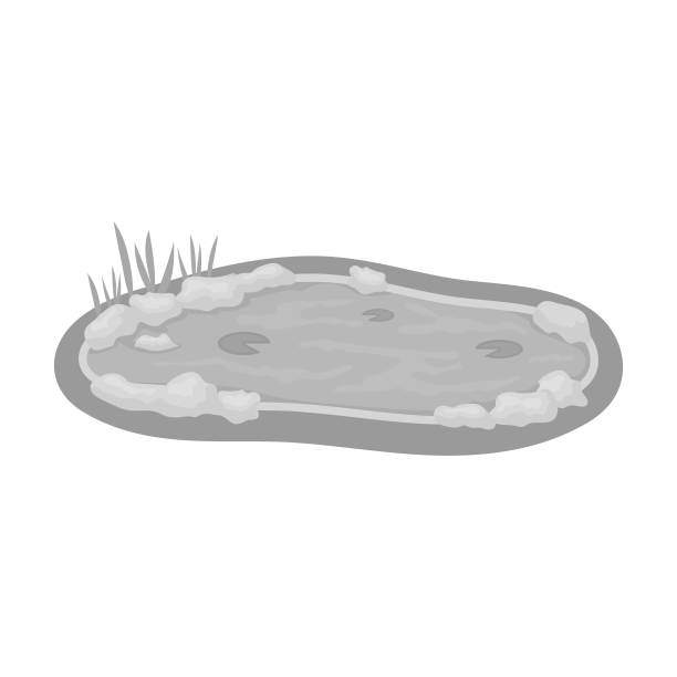 池塘图标在单色风格孤立的白色背景。公园符号股票矢量插图。图片下载