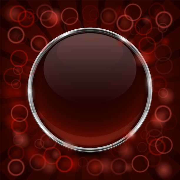 玻璃棕色闪亮的3d按钮与金属框架。矢量图图片下载