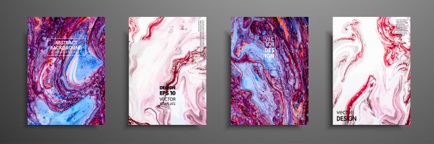 彩色封面设计集纹理。画的特写。抽象明亮的手绘背景，流体丙烯画在画布上。片段的艺术品。现代艺术。图片下载