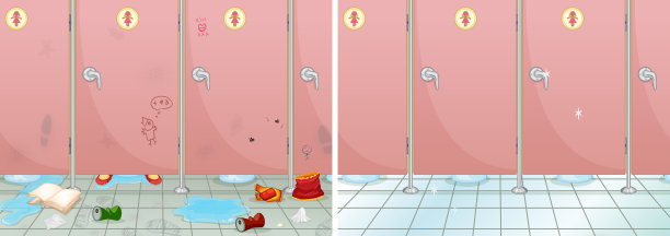 浴室既干净又脏的场景图片下载