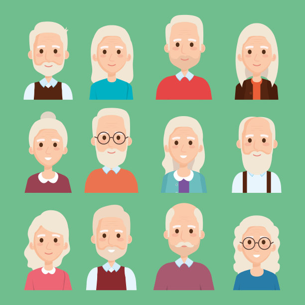 可爱的祖父母群体角色图片下载