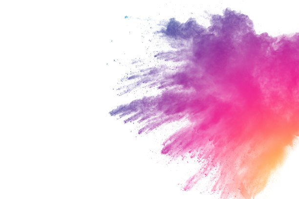 彩色粉末在白色背景上爆炸的奇异形式。图片下载