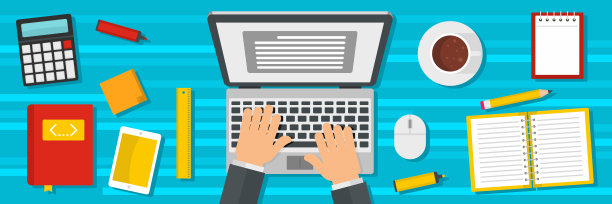 工作过程横幅，平面风格。图片下载