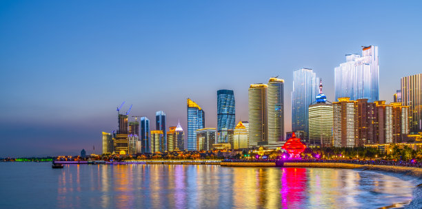 青岛城市建筑景观夜景图片下载