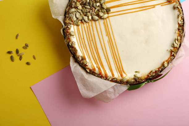 甜美的芝士蛋糕俯视图图片下载