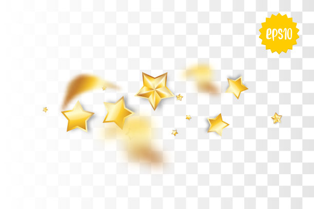 金色的节日星星五彩纸屑随意飘落图片下载