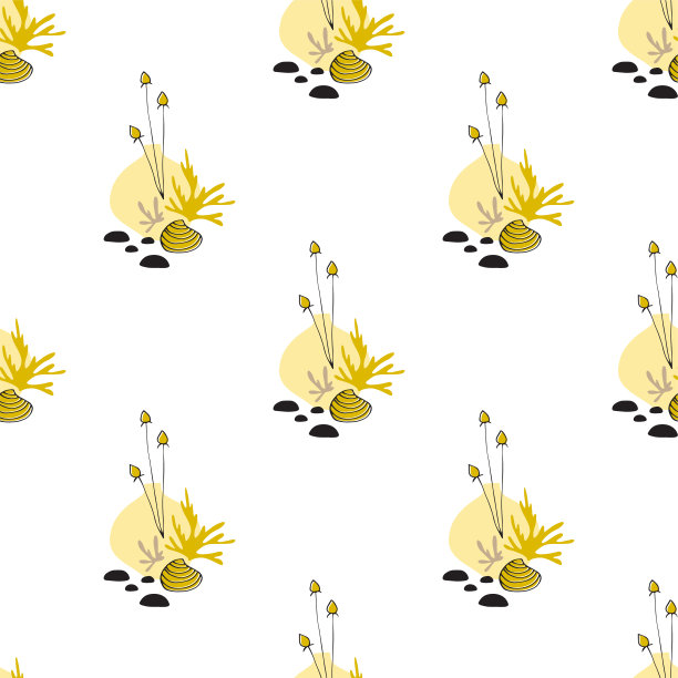 海上无缝瓷砖图案。水下世界，五颜六色的海藻图片下载