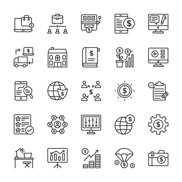 被动收入线矢量图标图片下载