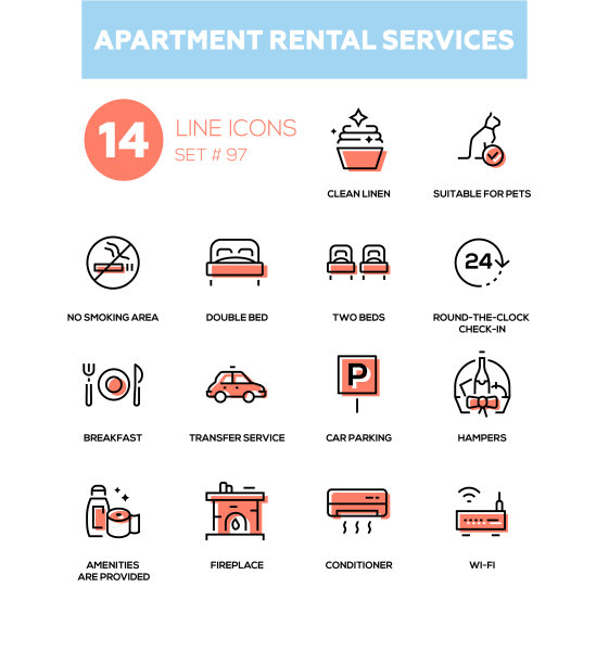 公寓租赁服务-图标设计系列图片下载