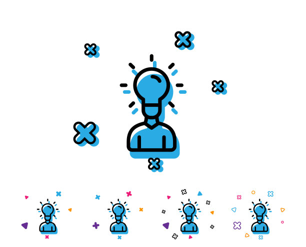 人体轮廓与创意灯线图标。图片下载