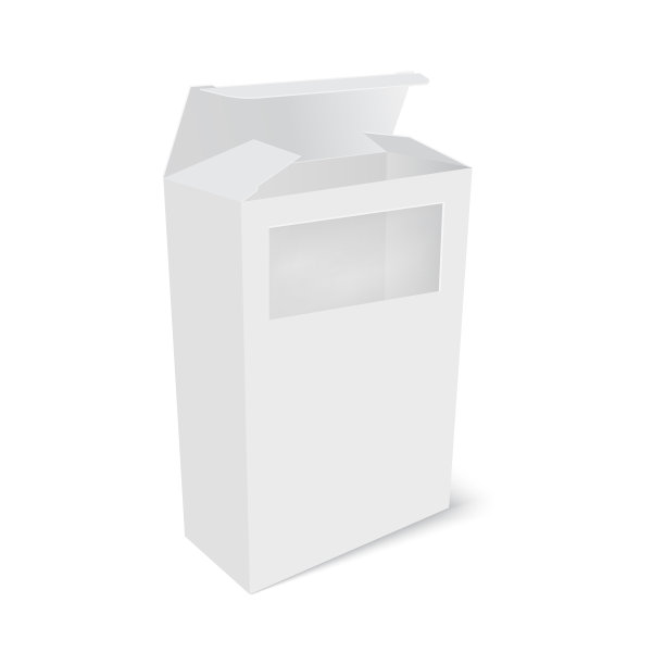 白色带窗产品包装盒。向量图片下载