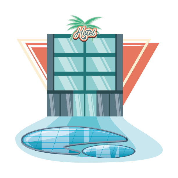 酒店建筑度假日图标矢量插图水图片下载