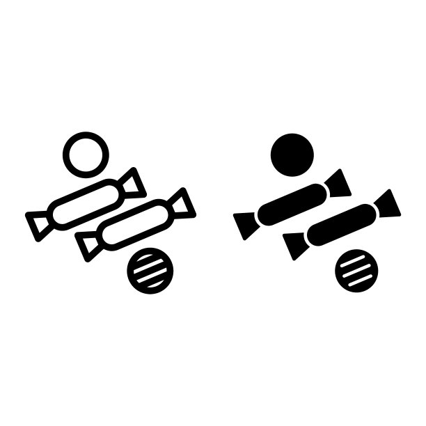 美味的糖果线和字形图标。糖果矢量插图孤立在白色。食物轮廓风格设计，专为网页和应用设计。Eps 10。图片下载