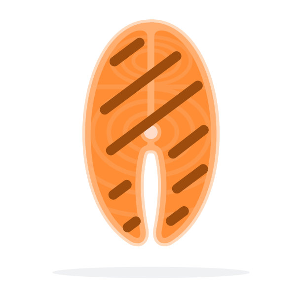 一块烤三文鱼载体平隔离图片下载