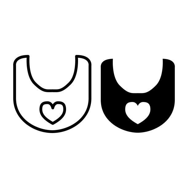 围兜线和字形图标。婴儿围嘴矢量插图孤立在白色。服装轮廓风格设计，专为网页和应用设计。Eps 10。图片下载