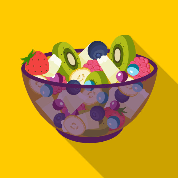 沙拉由各种水果制成。水果单一图标在平面风格矢量符号股票插图web。图片下载