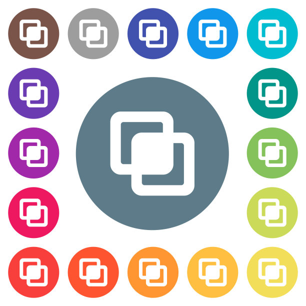 相交形状平坦的白色图标在圆形的颜色背景图片下载