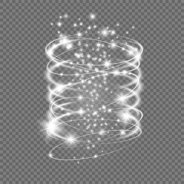 小雪的效果。矢量发光的圣诞漩涡风暴柱体闪亮的星尘闪耀透明的背景。晶莹剔透的暴风雪漏斗，冰天雪地的魔法照明。图片下载