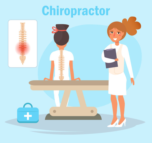 脊椎指压治疗者漫画。孤立的艺术矢量艺术医生图片下载