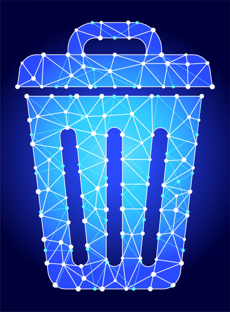 垃圾桶蓝色三角形节点向量模式图片下载