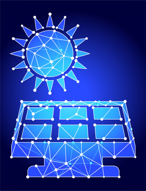 太阳能板蓝色三角形节点矢量模式图片下载
