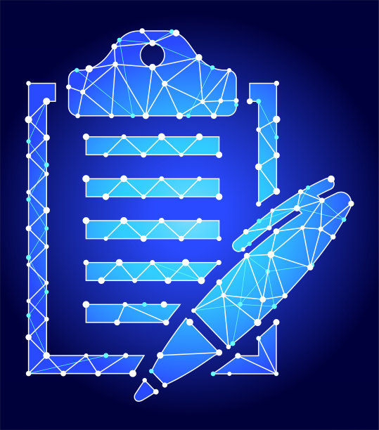 剪贴板和钢笔蓝色三角形节点矢量模式图片下载