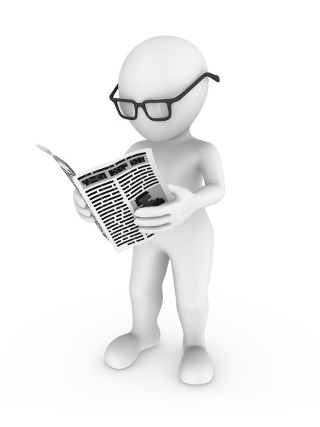 3d渲染白人与报纸，3d渲染插图。图片下载