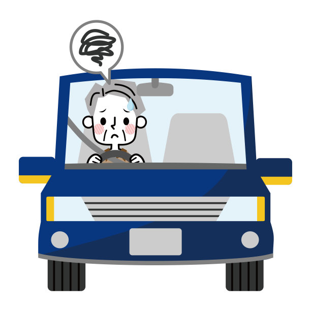 不会开车的老人。图片下载