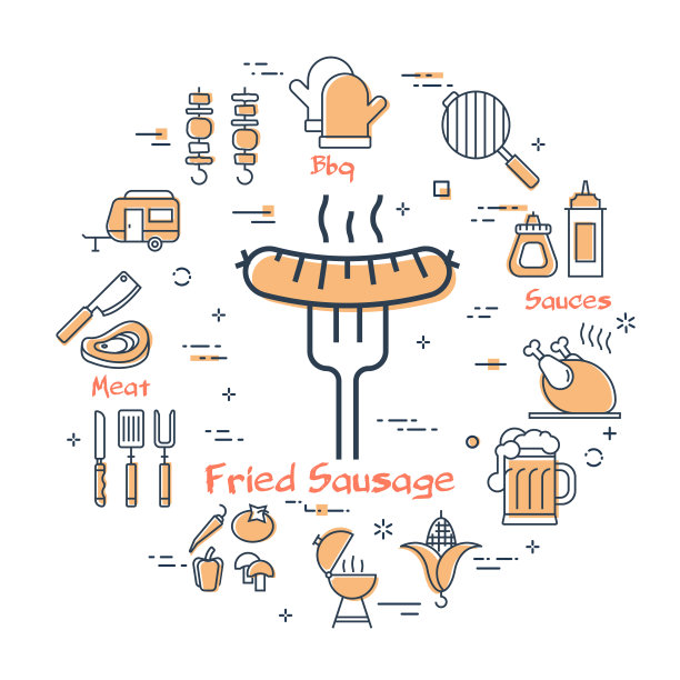 户外野餐的彩色图标图片下载