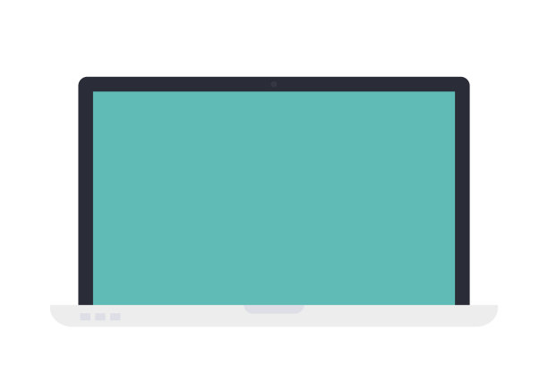 打开笔记本电脑矢量平面隔离图片下载