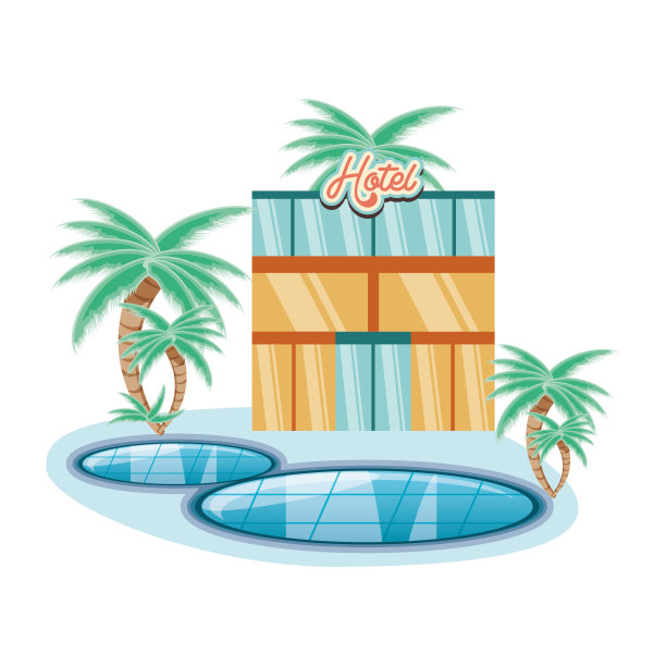 酒店建筑度假日图标矢量插图水图片下载