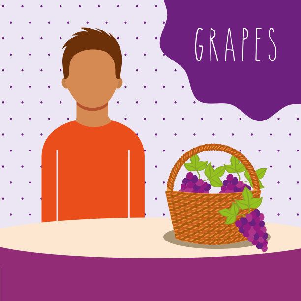 人与柳条篮子装满水果葡萄图片下载