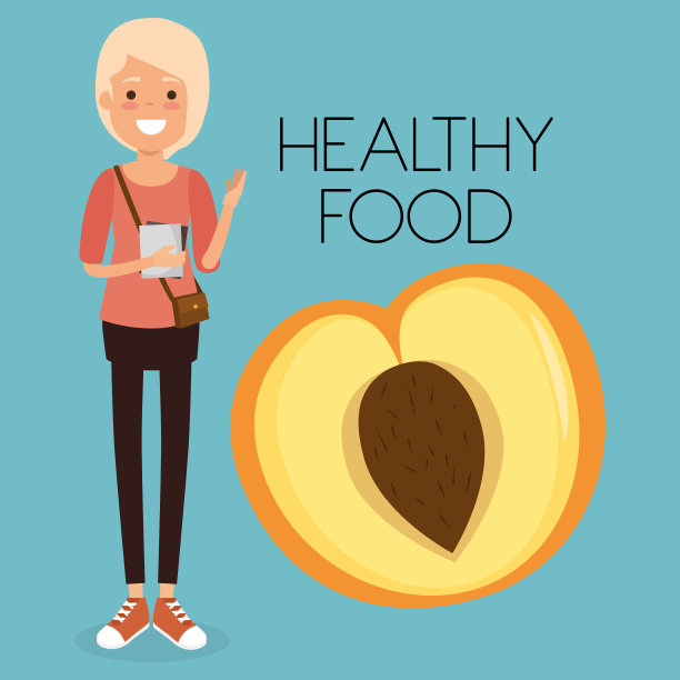 年轻女子与桃子健康的食物图片下载